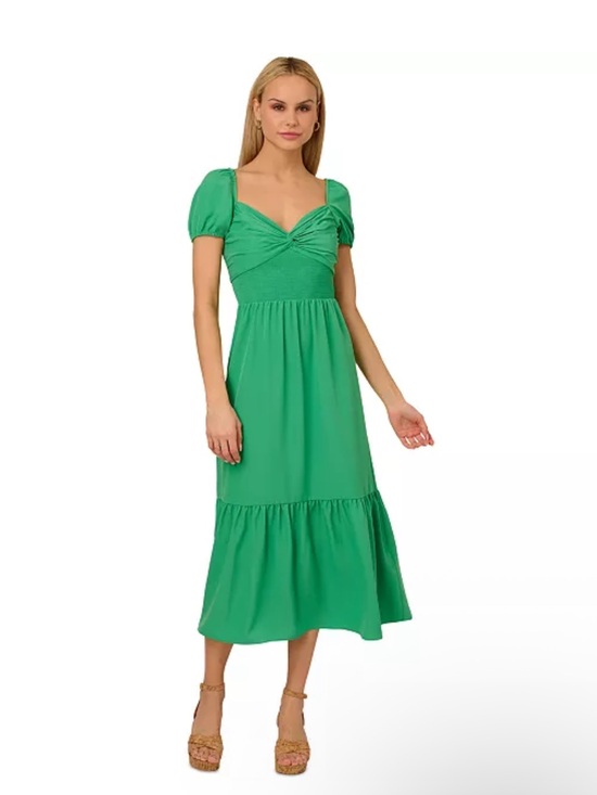 Adrianna Papell Dresses & Skirts - Adrianna Papell Women's Twist-Front Puff-Sleeve Midi Dress sz8 NWT